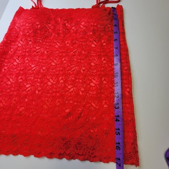 Red Lace Long Camisole Lace Tank Top Stretchy Long Camisole - Size L- NEW - Picture 10 of 13